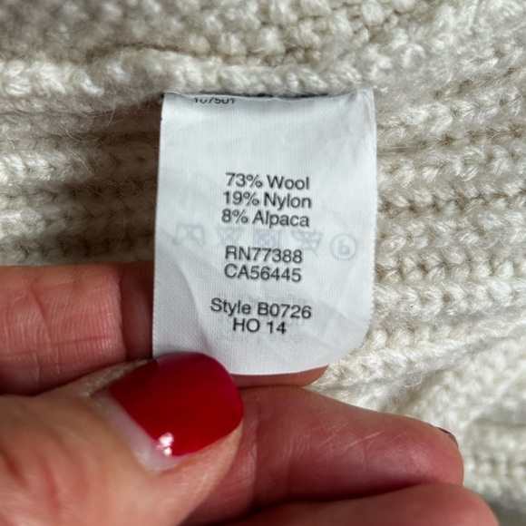 Madewell Women’s Wool Blend Cable Knit Turtleneck Sweater Cream Ivory Warm Sz XS - Picture 9 of 10